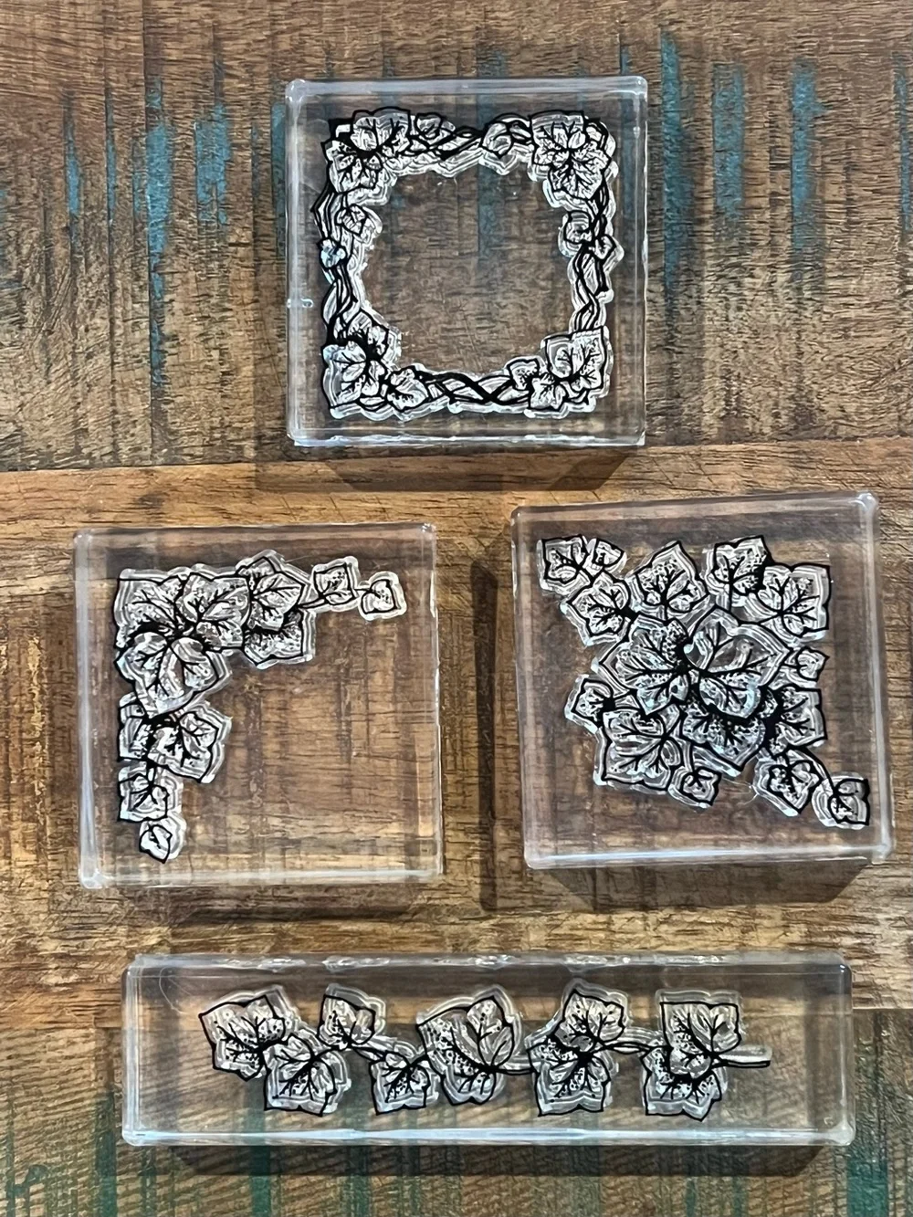 Nature Theme Acrylic Block Mounted Rubber Stamps Ivy Frames Border Floral